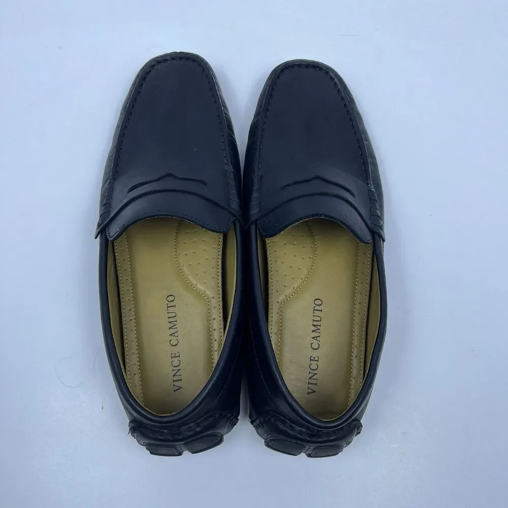 Vince Camuto Esmail Black Leather Slip On Driving Loafers Men's Size 8.5 M
